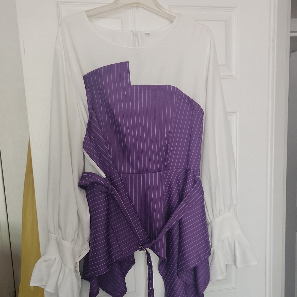Elegant Purple and White Women's Dress